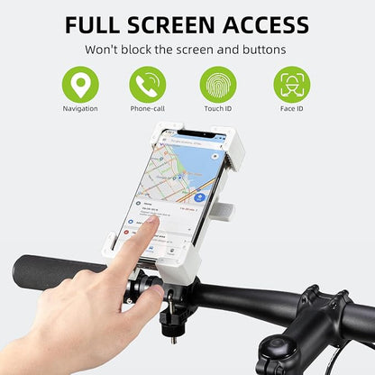 ROCKBROS Bike Phone Holder, Motorcycle Phone Mount, Anti-Shake Cell Phone Holder, 360° Adjustable for iPhone 16, 15 Pro Max/Plus, S9, S10 and More 4.7" to 7" Smartphones，Green