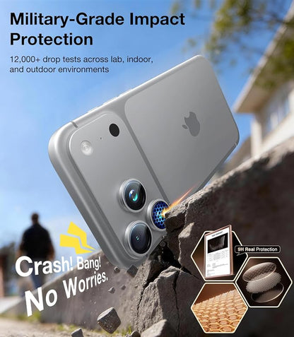 UltraGlass UNBREAK TOP 9H+ Glass for iPhone 17 Pro Max, 17 Pro Camera Lens Protector [NO.1 Military Grade Shatterproof] iPhone 17 Pro Max Camera Protector, 17 ProMax Lens Screen Cover, Silver