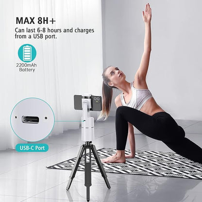 Auto Face Tracking Phone Holder, No App Required, 360° Rotation Face Body Phone Tracking Tripod Smart Shooting Camera Mount for Live Vlog Streaming Video, Rechargeable Battery-White