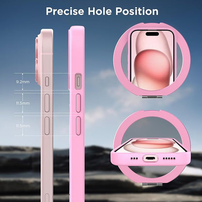 CACOE Magnetic Case for iPhone 15 6.1 inch with 360 Rotatable Ring Stand, Compatible with MagSafe Car Phone Mount, iPhone 15 Cases Cover Phone Holder for Desk Meeting/Videos Pink