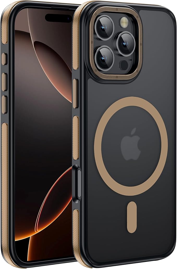 Strong Magnetic for iPhone 16 Pro Max case [10Ft Military-Grade Protection] Compatible with fit MagSafe Shockproof Slim Thin Cover case for iPhone 16 Pro Max 6.9 inch, Desert Brown