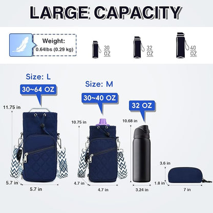 AGLOD Water Bottle Carrier Bag with Strap, Water Bottle Holder Crossbody Bags for Women Men for Walking, Hiking,Cycling