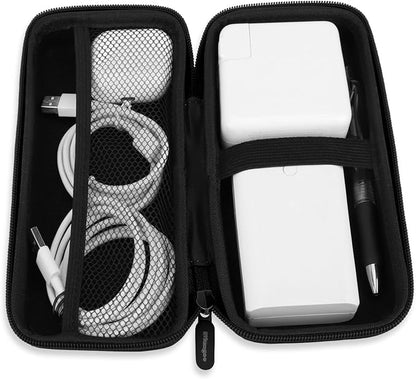 iMangoo Travel Essential Electronics Organizer Pouch Charger Case Shockproof Dual Zipper Power Bank Cables Tech Accessories Purse, Men & Women Travel Must Have Storage Bag, 8.5x4.5x2 inch Black