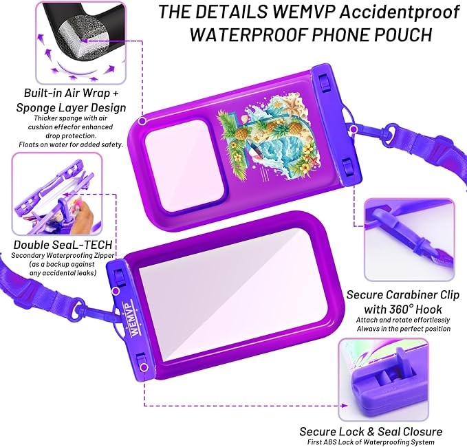 Personalized Initial Waterproof Phone Pouch Case - IPX8 Cellphone Dry Bag with Lanyard for iPhone 16/15/14/13/12 Pro Max (6.1–6.9"), Beach & Cruise Ship Essentials with Monogrammed Design (Purple, J)