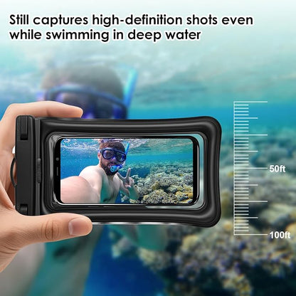 Waterproof Phone Pouch 8.3" & Fanny Pack, Waterproof Phone Case Detachable Lanyard Spring Rope for iPhone 16 15 14 13 Pro Max, IPX8 Cellphone Dry Bag Beach Cruise Ship Essentials Black