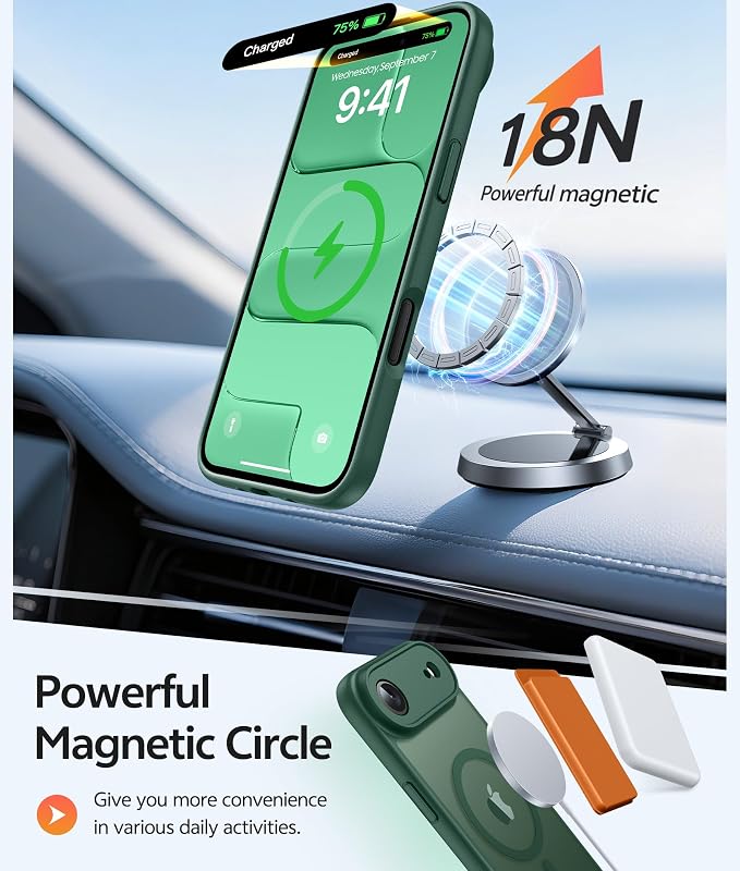 FNTCASE for iPhone Air Case: [Compatible with Magsafe] Translucent Matte Cases with [Full Camera Protection] [Screen Protector] Military Grade Shockproof Protective Phone Cover - Green