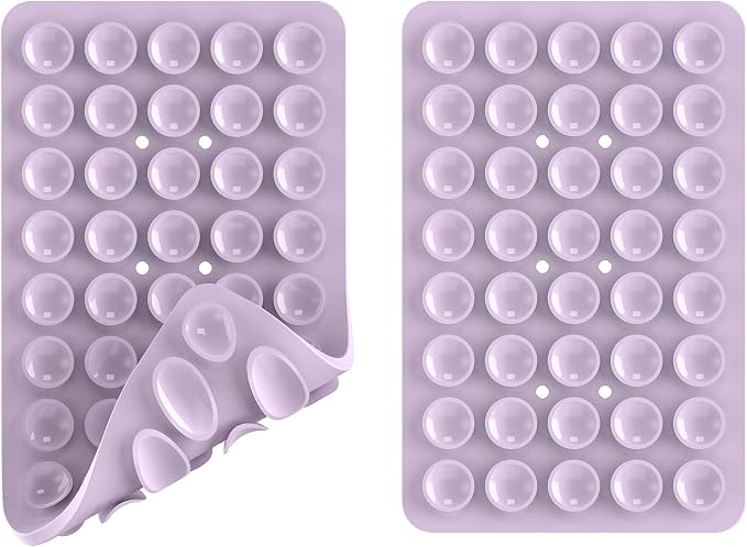 Double Sided Silicone Suction Phone Holder Mount, Silicon Accessory for iPhone and Android, Hands-Free Mirror Shower Phone Holder, TikTok Videos and Selfies (Pink+Violet)