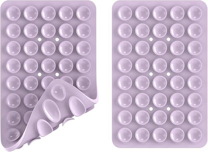 Double Sided Silicone Suction Phone Holder Mount, Silicon Accessory for iPhone and Android, Hands-Free Mirror Shower Phone Holder, TikTok Videos and Selfies (Pink+Violet)