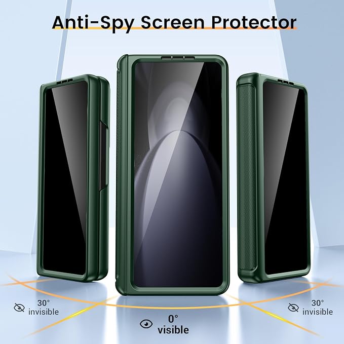 VEGO for Samsung Galaxy Z Fold 5 Case with Hinge Protection,Green | Full-Body Case Built-in Privacy Screen Protector, Slide Lens Cover, Ring Stand Shockproof Phone Case for Galaxy Fold 5