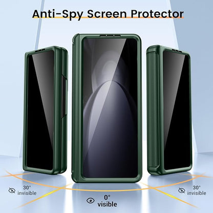 VEGO for Samsung Galaxy Z Fold 5 Case with Hinge Protection,Green | Full-Body Case Built-in Privacy Screen Protector, Slide Lens Cover, Ring Stand Shockproof Phone Case for Galaxy Fold 5