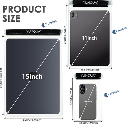 YUMQUA Clear Waterproof Bag, Waterproof Document Pouch Passport Holder Water Tight Map Case Waterproof Pouch Water Proof Small Dry Bags for Kindle Phone Tablet Camera, Kayak Boat PaddleBoard