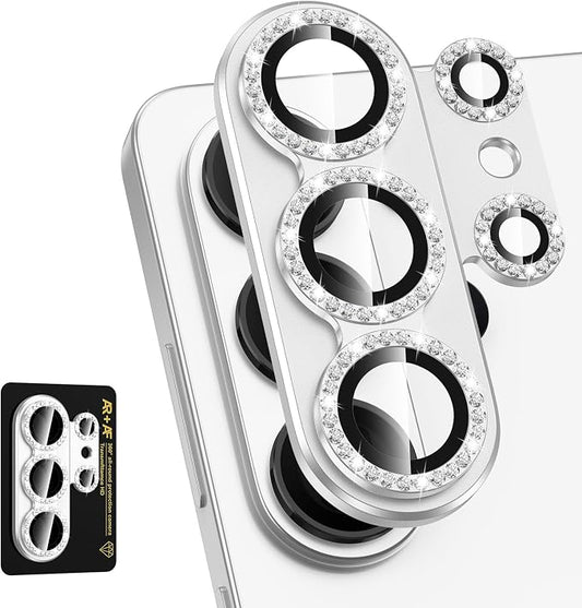 for Samsung Galaxy S26 Ultra Camera Lens Protector, Electroplated Matte Back with 9H Tempered Glass Lens Protector, [Strong Adsorption] [Case-Friendly] Metal Ring HD Lens Cover,Silvery Diamond