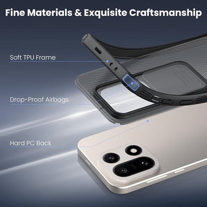 Nillkin for OnePlus 15 Clear Case with Slide Camera Cover, Full Camera Protection, Thin Slim Fit, Shockproof Protective, Camera Lens Protector, Phone Case for OnePlus 15 5G - Transparent Black ﻿
