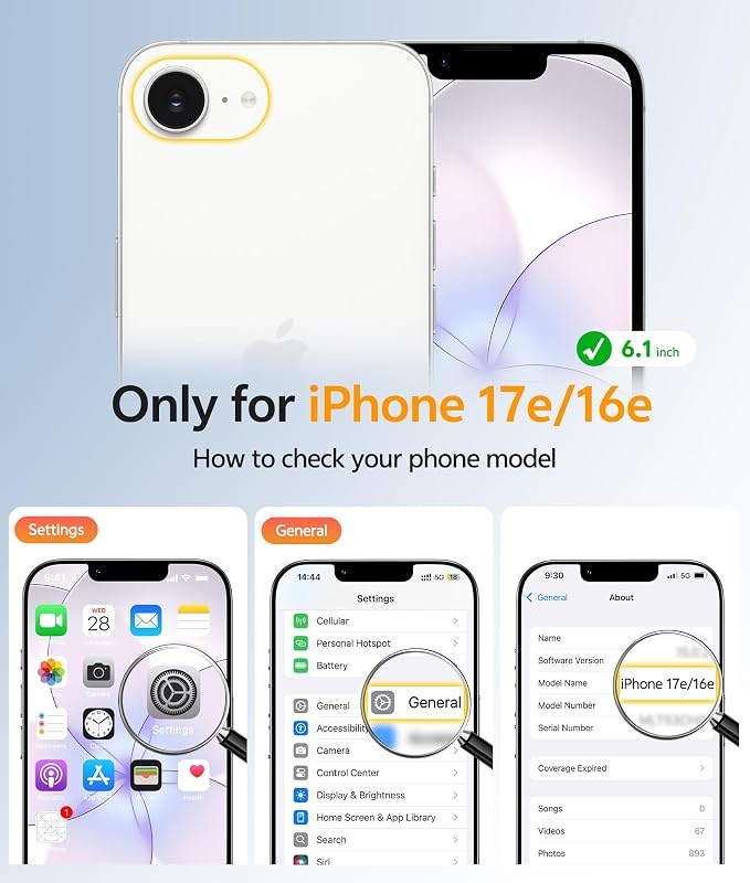 FNTCASE for iPhone 17e/ iPhone 16e Case, Fit for Magsafe, Screen Protector | Anti Yellowing Magnetic Back, 14FT Military Grade Drop Protection, Shockproof Protective Phone Cover, Transparent