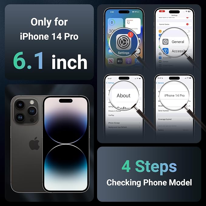 jaroco Magnetic for iPhone 14 Pro Case, [Compatible with MagSafe][Military Grade Drop Protection][Heavy Duty Protection][Non-Slip][Shockproof] 2-Layer Durable Bumper Phone Case 6.1''-Black