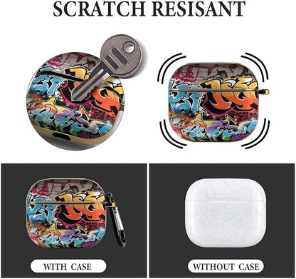 Graffiti Hip Hop 3 Case Cover and Keychain,Wireless Charging Compatible with 3rd Generation Case Portable Shockproof Protective Cover for Women Men