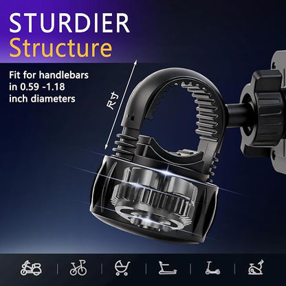 Motorcycle Phone Mount, [No Block Camera] Bike Phone Holder Mount, [Silicone Wrapped] Handlebar Cell Phone Mount for Bike/Scooter/ATV, Fits iPhone 16/15/14/13 Pro Max & 4.7"-6.8" Phones, Black