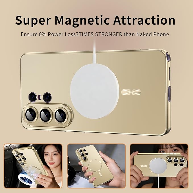 for Samsung Galaxy S26 Ultra Case,Luxury Plating Matte Case for Galaxy S26 Ultra Full Camera Lens Cover & Privacy Screen Protector Cute Women Girls Phone Cover for S 26 Ultra,Gold