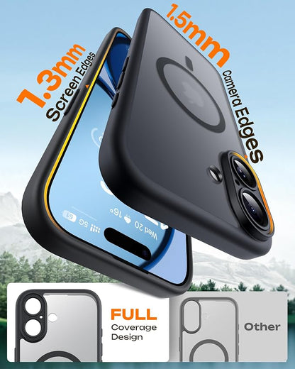 TOCOL for iPhone 17 Case with Camera Control Capture Button, Compatible with Magsafe Charger, Built-in Magnetic Ring, Translucent Matte Phone Case for iPhone 17 6.3 inch (Key Black)