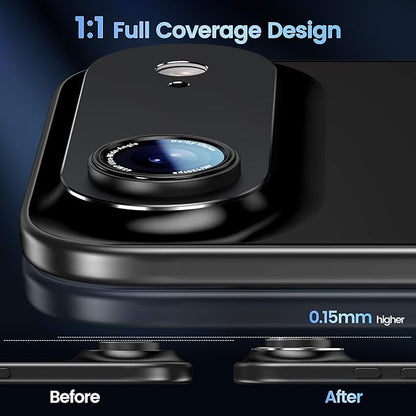 CACOE Camera Lens Protector for iPhone Air - Metal Frame Tempered Glass Cover, [Anti-Scratch] [Drop-Proof][Strong-Adhesion] Camera Screen Cover(Dark Black)