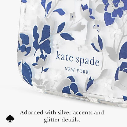 kate spade new york iPhone 17 Pro Case - Compatible with MagSafe - Designer Phone Case - Flowerbed Blue Gems