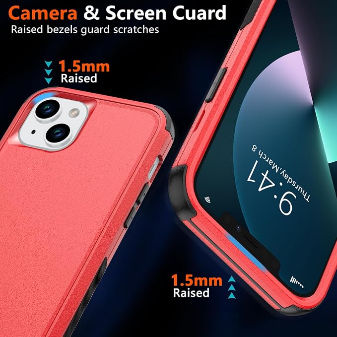 Diverbox for iPhone 13 Phone Case,iPhone 13 Magnetic Case [with Screen Protector & Camera Lens Protector ] Heavy Duty Phone Case for iPhone 13 (Magnetic Red)