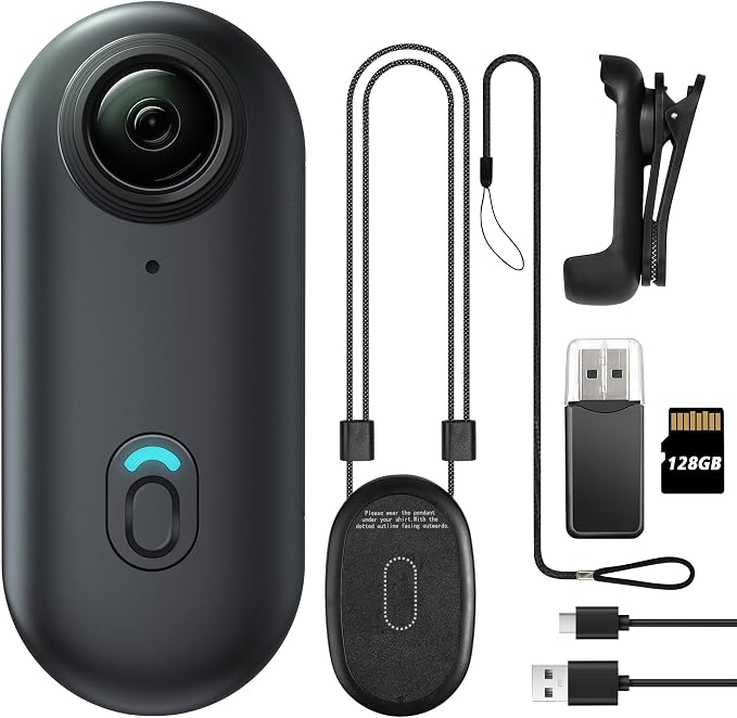 Mini Wearable Body Worn Action Camera, FHD 1080P, Thumb Size, Hands Free Recording with Premium Portable Camcorder Mount Anywhere for Security, Work, Guard, Travel, 128GB, Black