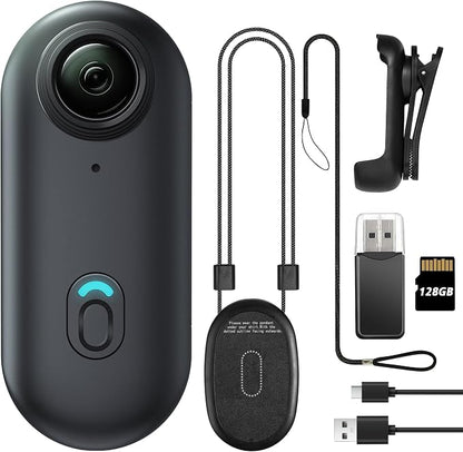 Mini Wearable Body Worn Action Camera, FHD 1080P, Thumb Size, Hands Free Recording with Premium Portable Camcorder Mount Anywhere for Security, Work, Guard, Travel, 128GB, Black