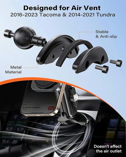 APPS2Car Magnetic Car Mount for Tacoma 2016-2023 & 2014-2021Tundra, Air Vent Phone Holder Compatible with iPhone 12-17 Series & MagSafe Case, 25N Magnetic Force, Metal 20mm Ball Socket Arm