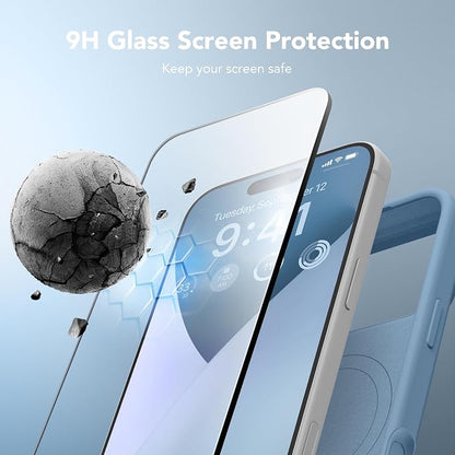 GONEZ Magnetic for iPhone 17 Pro Case, Compatible with MagSafe, [Screen Protector + Camera Lens Protector], Liquid Silicone Anti-Scratch Shockproof Protective Phone Case 6.3 inch, Mist Blue