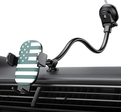 OQTIQ Phone Mount for Car [Gooseneck 13" Long Arm] Car Phone Holder for Dashboard, Windshield, Strong Suction Cup Cell Phone Holder for Car Truck (Patriotic Flag)