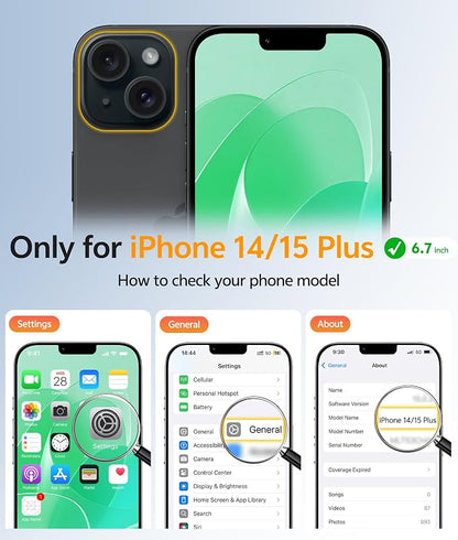 FNTCASE for iPhone 14 Plus Case: for iPhone 15 Plus Magnetic Matte Textured Military Grade Drop Protection Translucent Cell Phone Cover - Slim Shockproof Protective Bumper Phonecase