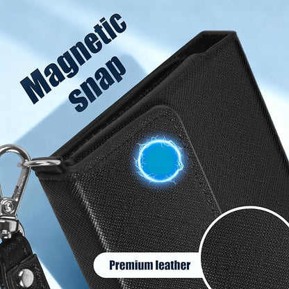 Power Bank Case for Anker Nano Ultra-Slim 5,000mAh Magnetic Wireless Charging Battery, Portable PU Leather Charger Sleeve with Magnetic Closure, Built-in Charging Port Access & Wrist Strap (Box Only)