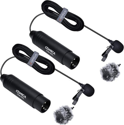 COMICA CVM-V02C XLR 48V Phantom Power Cardioid Lavalier Microphone,with Lapel Clip and Wind Muff,Lapel Mic for Camera Canon Sony Panasonic Camcorders Video Recording Interview YouTube