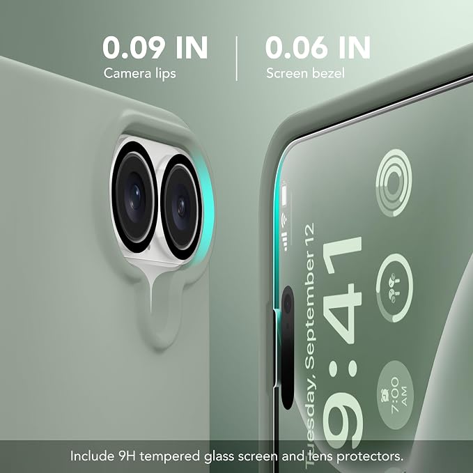 GONEZ Magnetic for iPhone 17 Case, Compatible with MagSafe, [Screen Protector + Camera Lens Protector], Liquid Silicone Anti-Scratch Shockproof Protective Phone Case 6.3 inch, Light Green