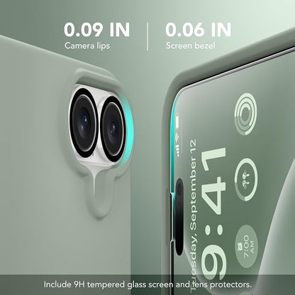 GONEZ Magnetic for iPhone 17 Case, Compatible with MagSafe, [Screen Protector + Camera Lens Protector], Liquid Silicone Anti-Scratch Shockproof Protective Phone Case 6.3 inch, Light Green