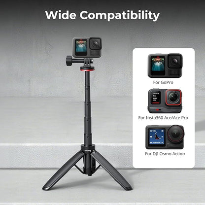 SMALLRIG Portable Action Camera Tripod in Carabiner Shape, 6.5-13.6in Extendable Selfie Stick, Mini Table Tripod for GoPro Hero 13/12/11, for DJI Osmo Action 5 pro/4/3, for Insta360 Ace Pro 2-5568