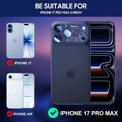 2 Pack Camera Lens Protector for iPhone 17 Pro Max,Aquarius Pattern, AR 360-Degree Protection,Drop Protection,Anti Scratch Full-Coverage,Camera Transmfttance HD,Easy Installation,Dark Blue