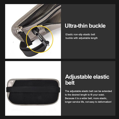 Unisex Money Belt For Men and Women, Slim Passport Holder RFID Blocking Travel Essentials Pouch with Adjustable Strap Small Waist Pouch for Workout Running Travelling Hiking, Light Grey 2 Pack