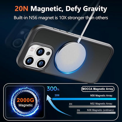 MOCCA Strong Magnetic for iPhone 14 Pro Case, [Compatible with Magsafe][13FT Military Drop Protection] Slim Translucent Matte Shockproof Case for iPhone 14 Pro Phone Case 6.1'', Titanium Black