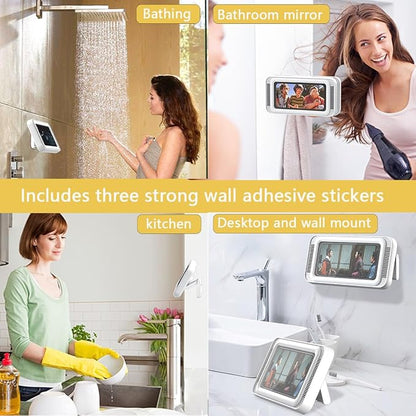 Bathroom Waterproof and Anti Fog Phone case with 360 Degree Rotation (White)