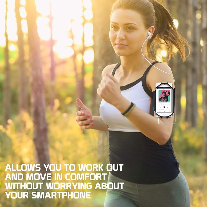 Sports Wristband, 180 Degree Rotational Exercise Wristband with Adjustable Velcro Band for Jogging, Biking and Hiking Compatible to iPhone 12/12 Pro/12 Pro Max, Samsung Galaxy S20/S20 Plus/S20 Ultra
