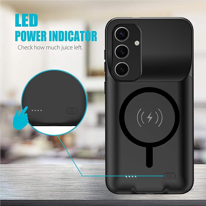 Battery Case for Galaxy S24 Plus,[12000mAh]Large capacity Slim Portable Protective Fast Charging Case Battery Case Compatible with Galaxy S24 Plus(6.7inch) Wireless Charging Case with Carplay-Black