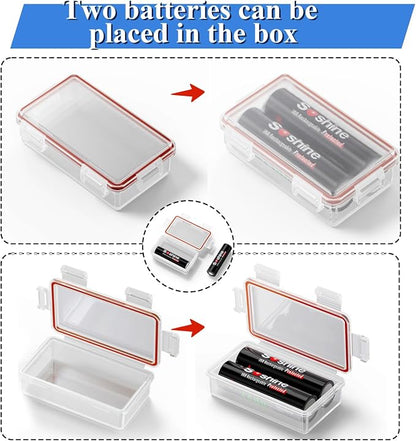Heyiarbeit 2 x 18650 Battery Storage Case Holder Organizer Box Transparent 2Pcs