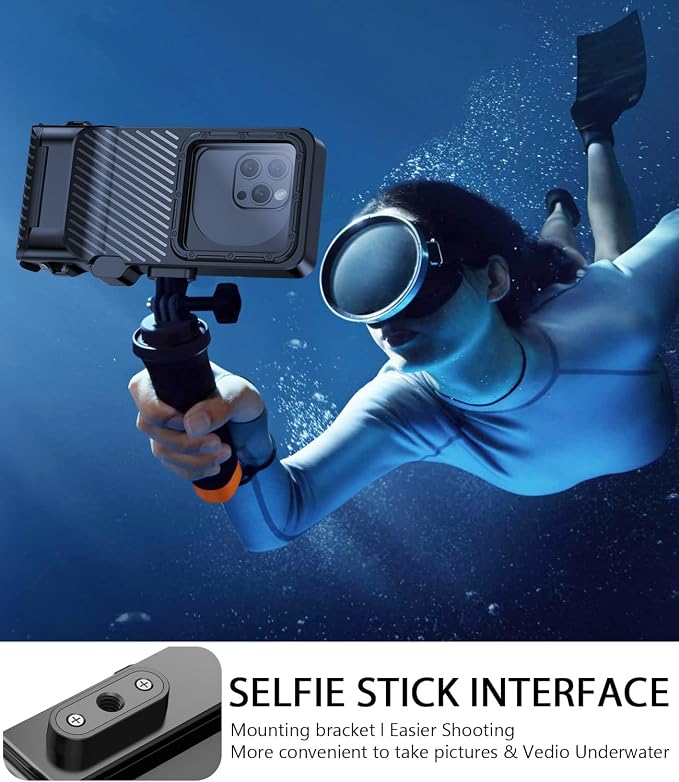 Waterproof Phone Case for Snorkeling - Underwater Touchscreen Housing, Universal Underwater Photo&Video Diving Case for iPhone 17/16/15/14 Pro Max Samsung Galaxy S25/S24 Ultra Up to 6.9'' Black