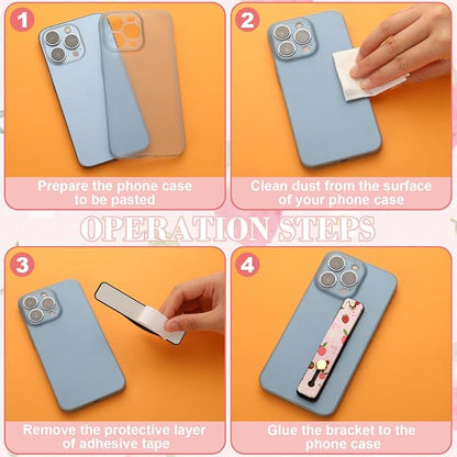 Weewooday 6 Pieces Phone Grip Holder Cell Phone Grip Strap Telescopic Finger Strap Stand Universal Finger Kickstand for Most Smartphones(Fruit)