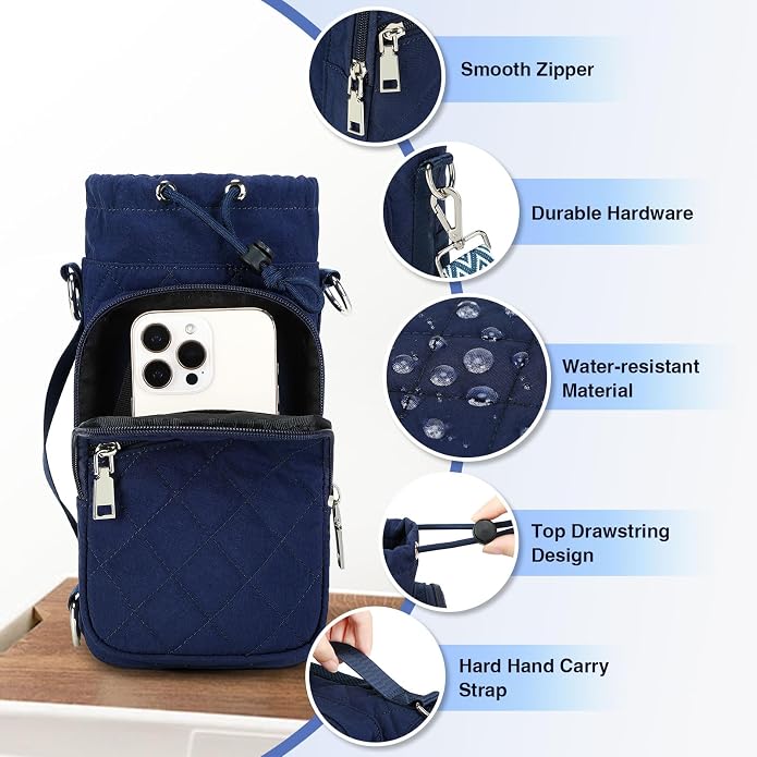 AGLOD Water Bottle Carrier Bag with Strap, Water Bottle Holder Crossbody Bags for Women Men for Walking, Hiking,Cycling