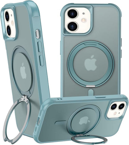 360° Magnetic Swivel Ring for iPhone 12 case, Built-in Metal Stand and Ring Holder, Magsafe Compatible, Military Grade Protection, Shock and Vibration Resistant-Lake Blue