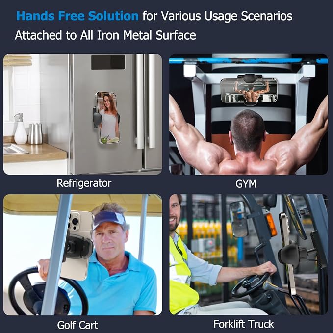 TONDA Gym Magnetic Phone Holder【Strong Magnets】 360 Adjustable Magnetic Phone Mount, Phone Tripod Holder Gym Accessories for Women Men Workout Essentials for 4-7" Smartphones