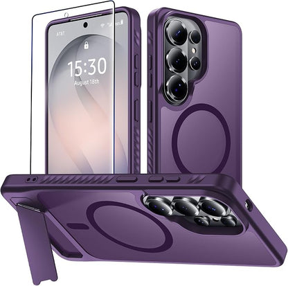 For Samsung Galaxy S26 Ultra Case with Kickstand,1*Screen Protector,[Compatible with Magsafe]Translucent Matte Military-Grade Protection,Magnetic Phone Case for Samsung Galaxy S26 Ultra,6.9"-Purple